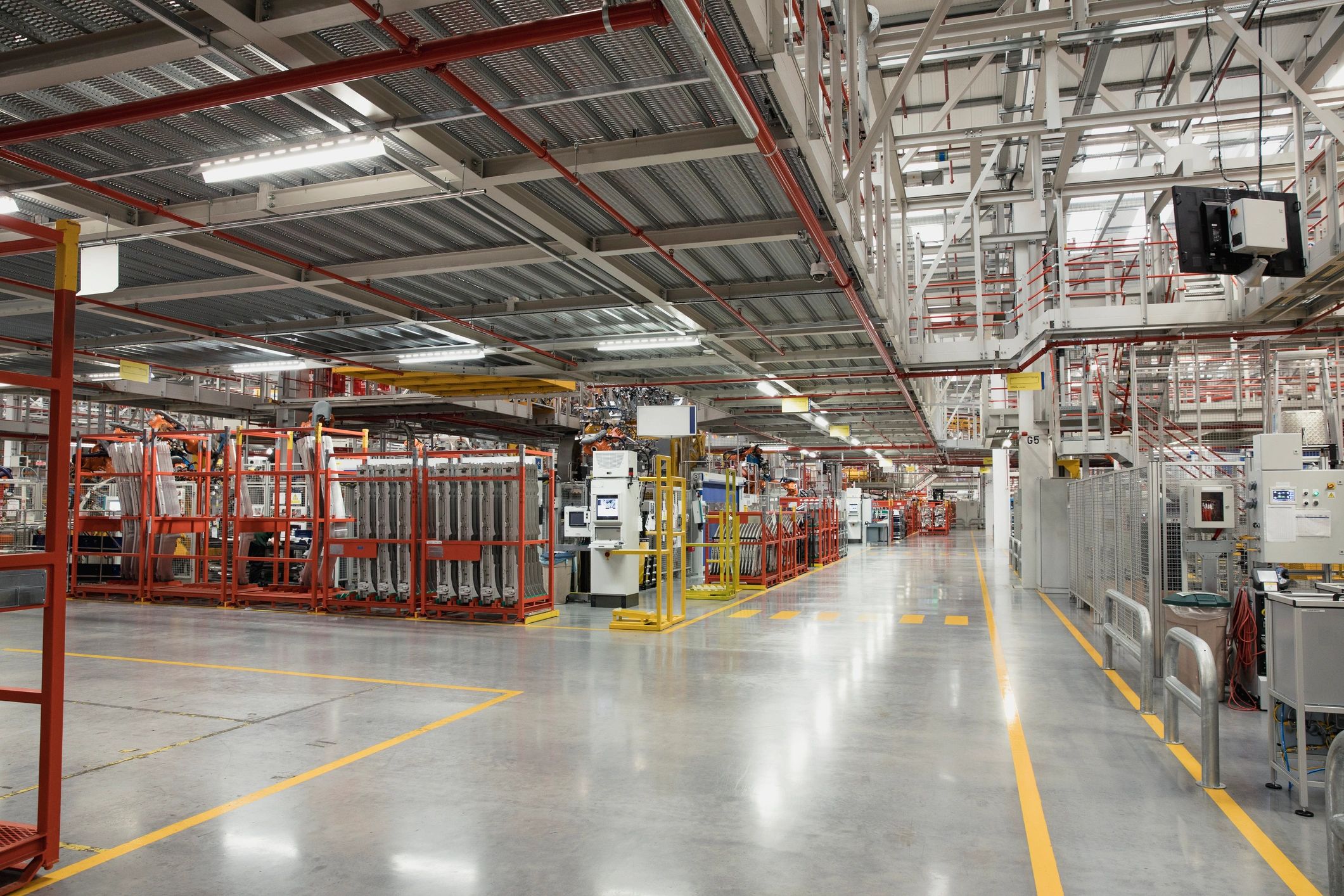 Industrial factory floor with large machinery